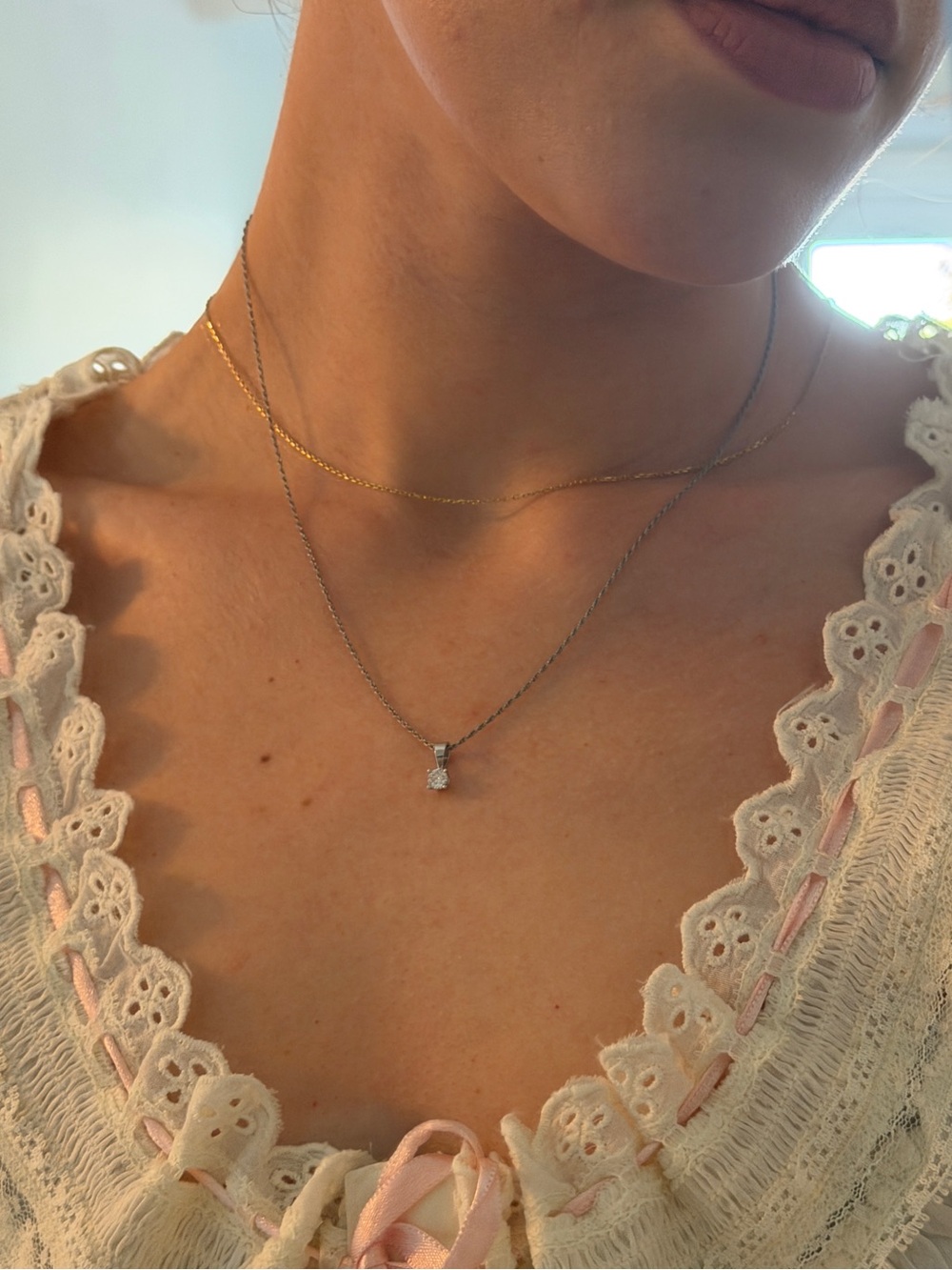 Diamond solitaire necklace